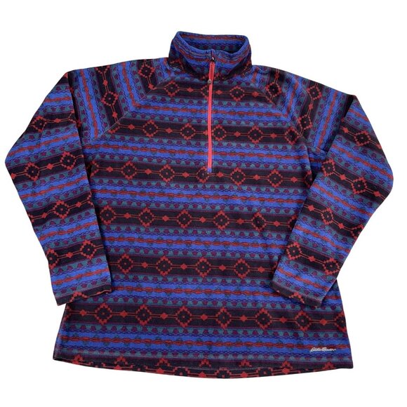 Eddie Bauer Womens Colorful Aztec 1/4 Zip Fleece Sz XL - Picture 1 of 5